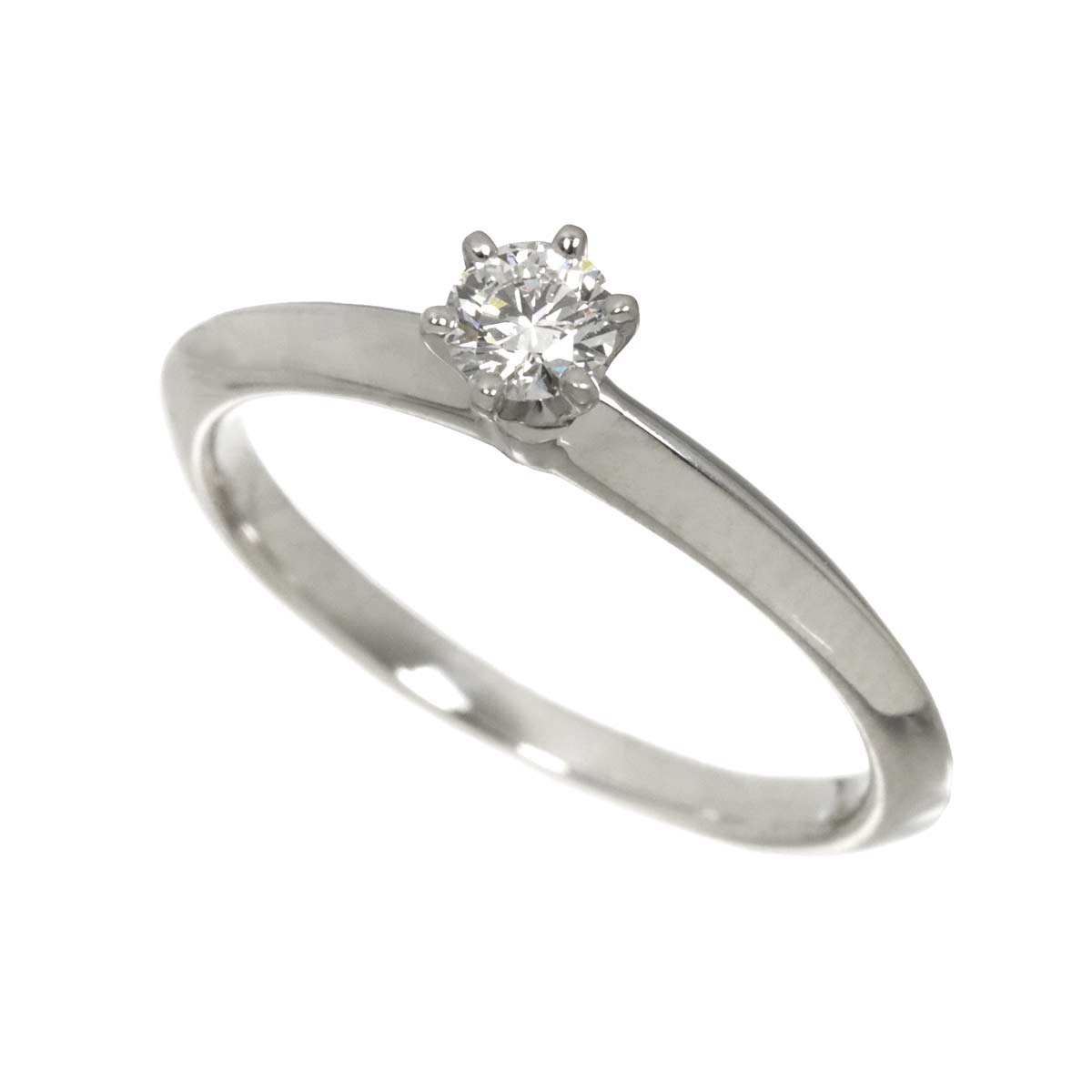 Solitaire Diamond 0.19ct F/VS1/3EX Ring Pt Size5.75-6(US)