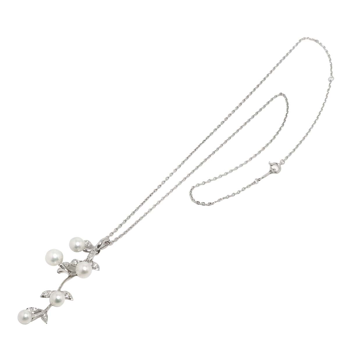 Akoya Pearl 6.7-5.1mm Diamond Necklace 18K WG 750