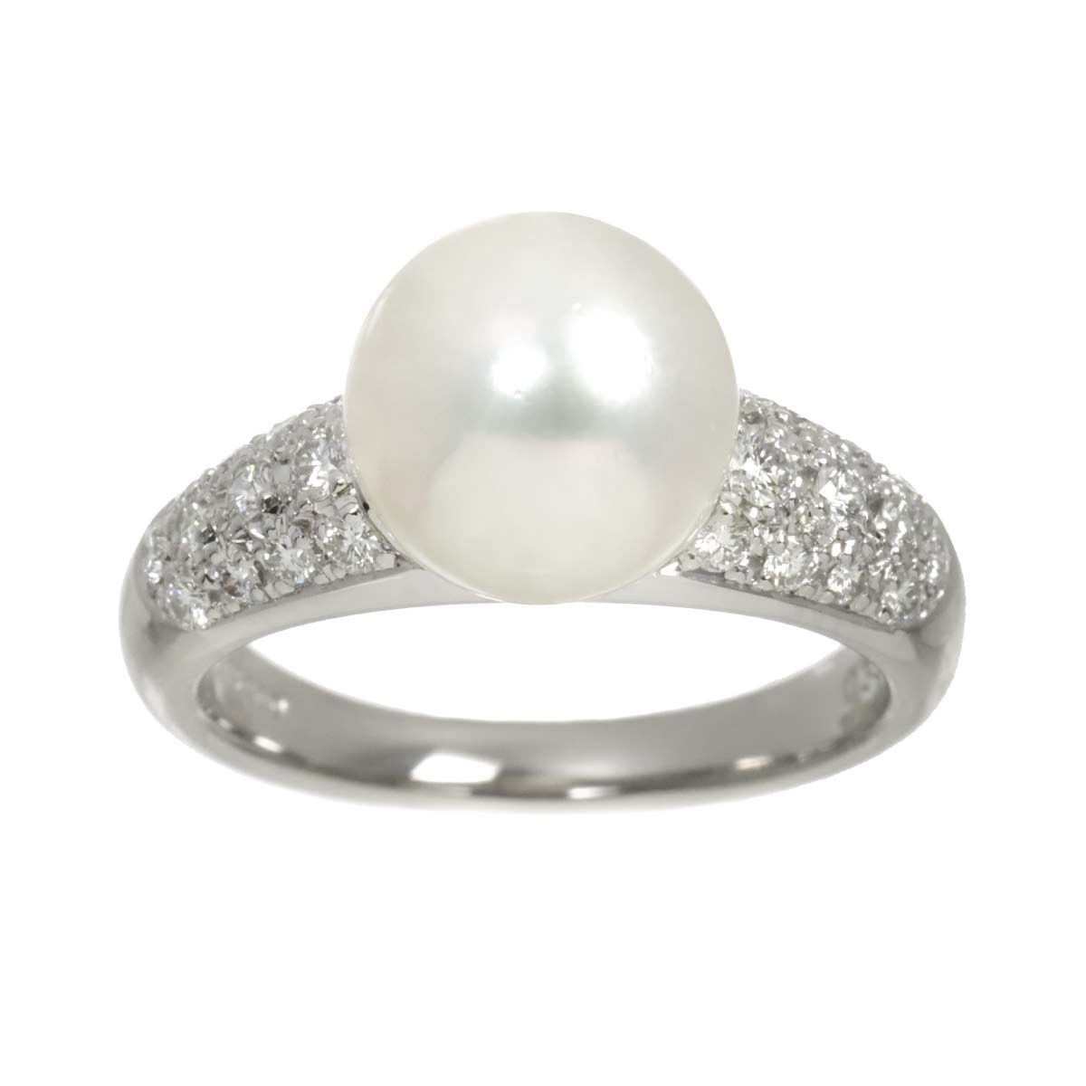 Akoya Pearl 9.3mm Diamond 0.33ct Ring Pt size6(US)