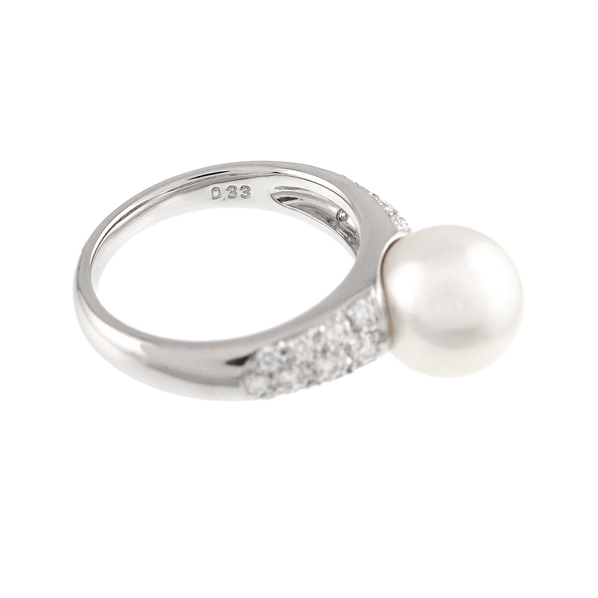 Akoya Pearl 9.3mm Diamond 0.33ct Ring Pt size6(US)