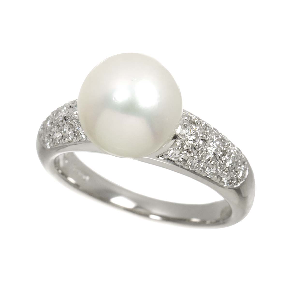 Akoya Pearl 9.3mm Diamond 0.33ct Ring Pt size6(US)