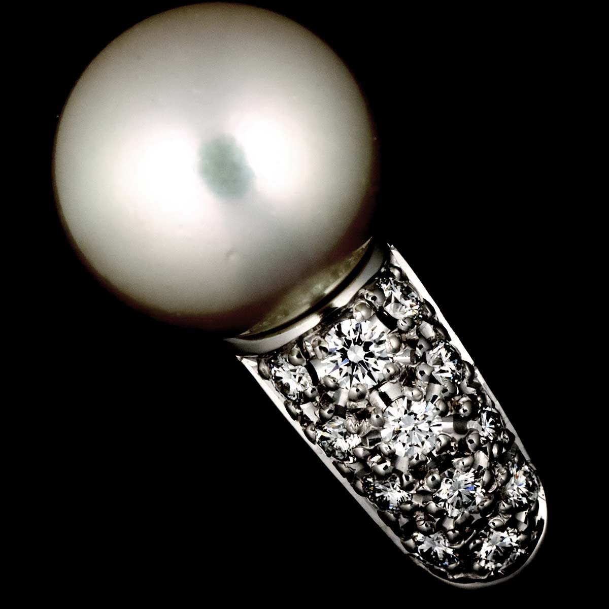 Akoya Pearl 9.3mm Diamond 0.33ct Ring Pt size6(US)