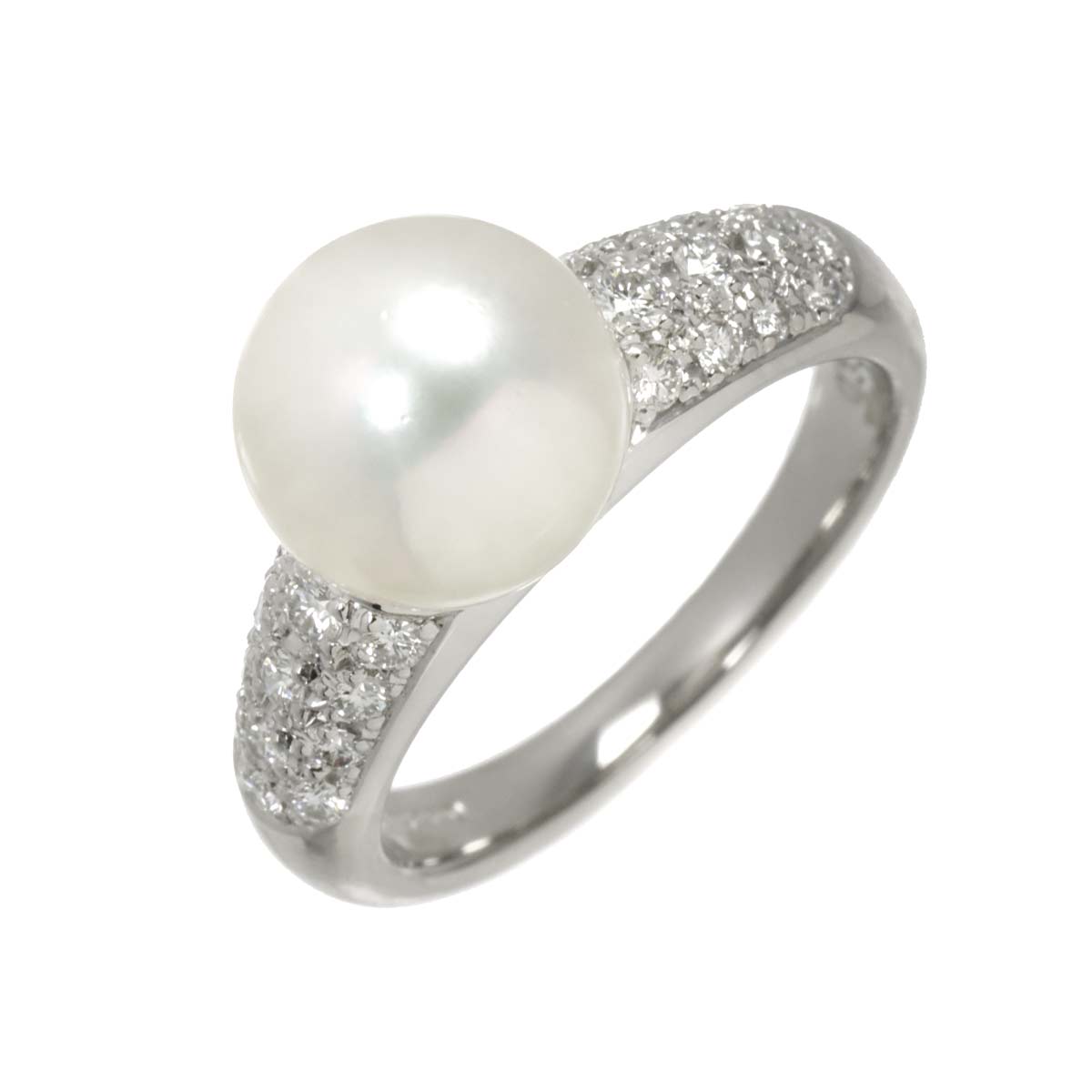Akoya Pearl 9.3mm Diamond 0.33ct Ring Pt size6(US)