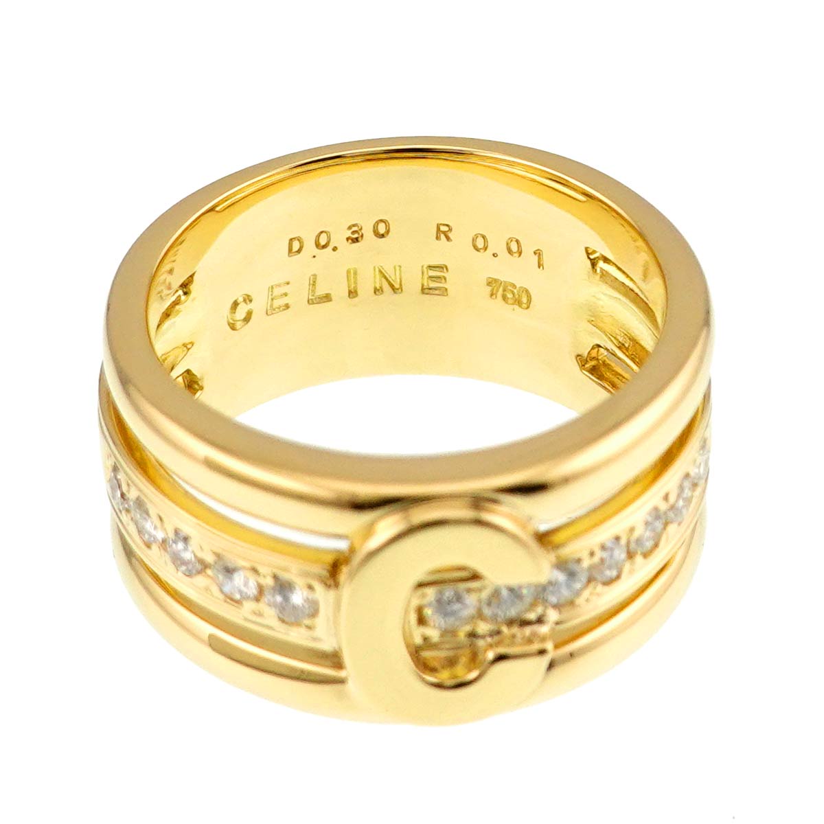 Diamond 0.30ct Ruby 0.01ct Ring 18K YG 750 Size6(US)