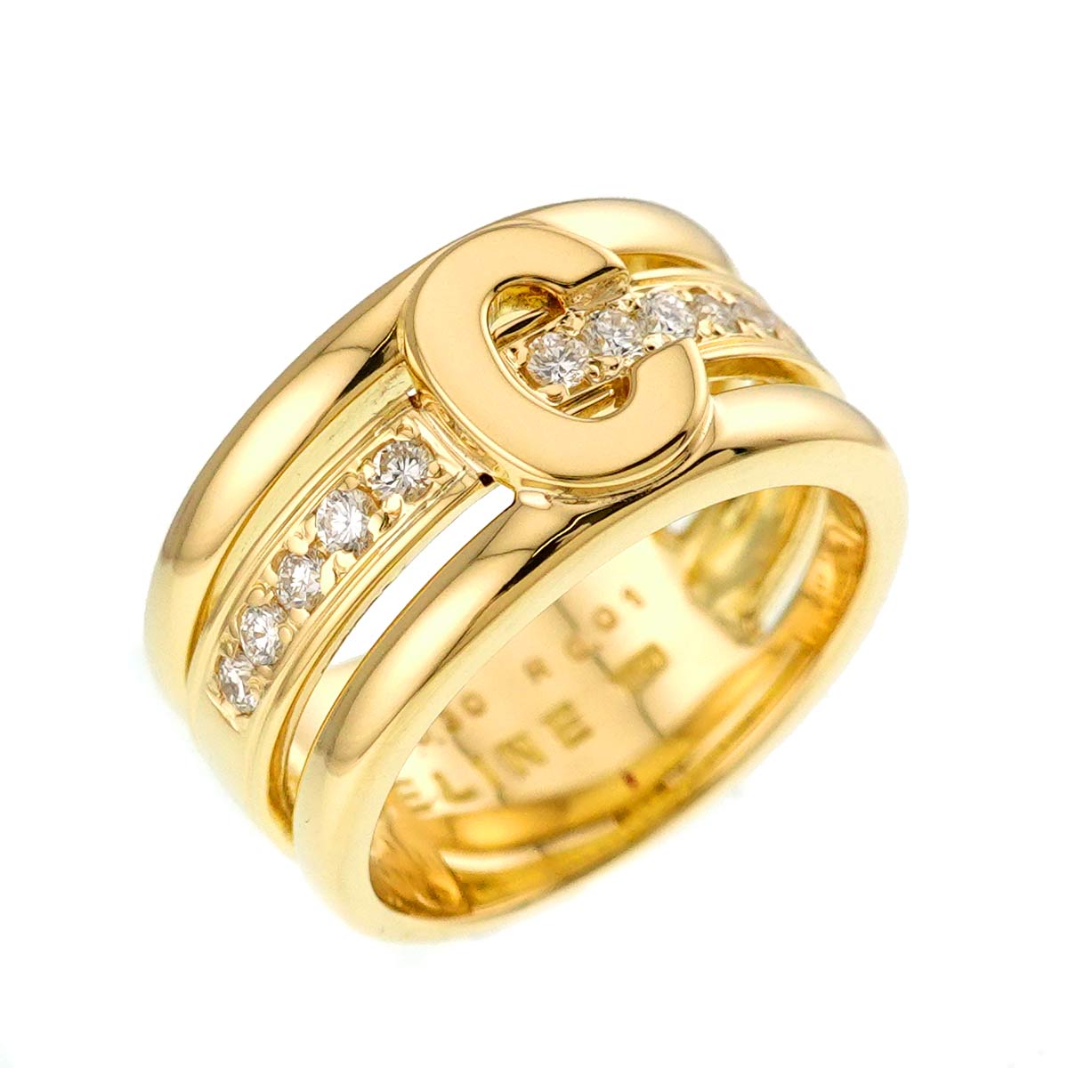 Diamond 0.30ct Ruby 0.01ct Ring 18K YG 750 Size6(US)