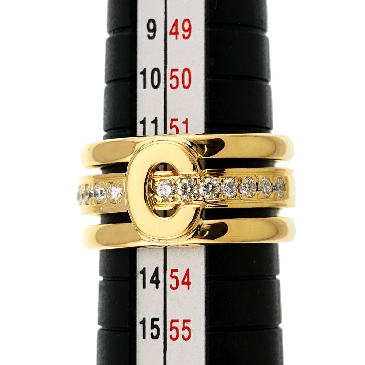 Diamond 0.30ct Ruby 0.01ct Ring 18K YG 750 Size6(US)