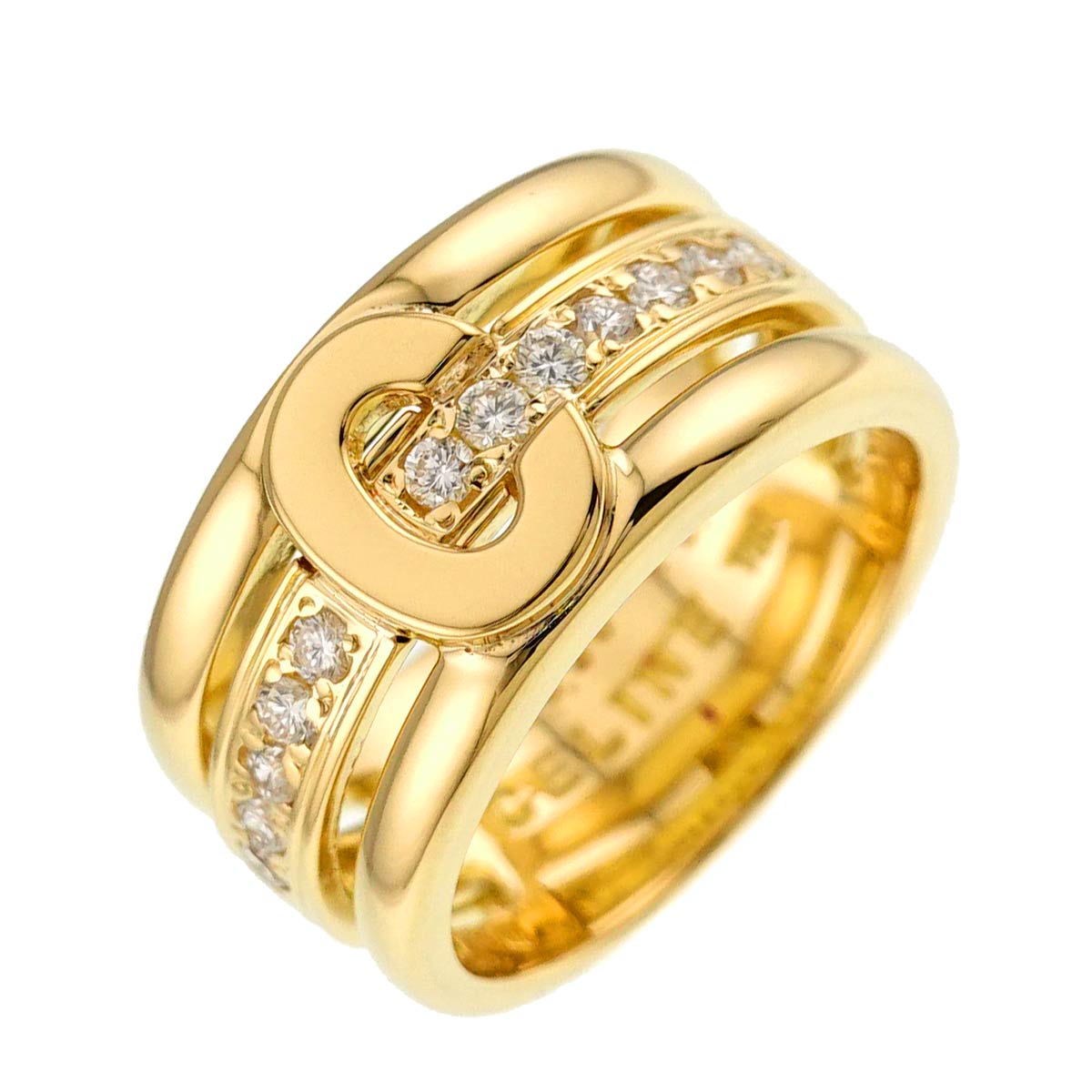 Diamond 0.30ct Ruby 0.01ct Ring 18K YG 750 Size6(US)