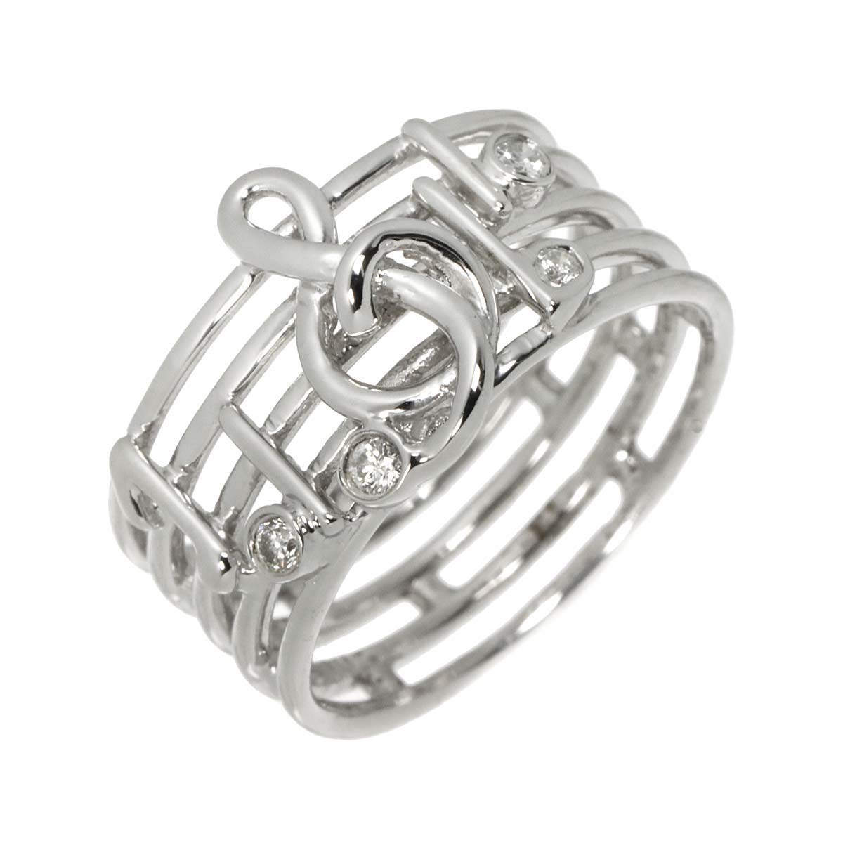 Diamond 0.10ct Ring 18K K18 WG White Gold size5.75-6(US)