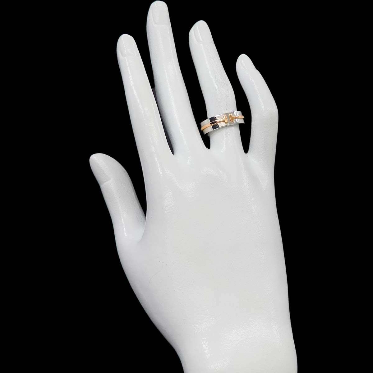 T True Narrow Ring 18K YG 750 SV 925 size5.5-5.75(US)