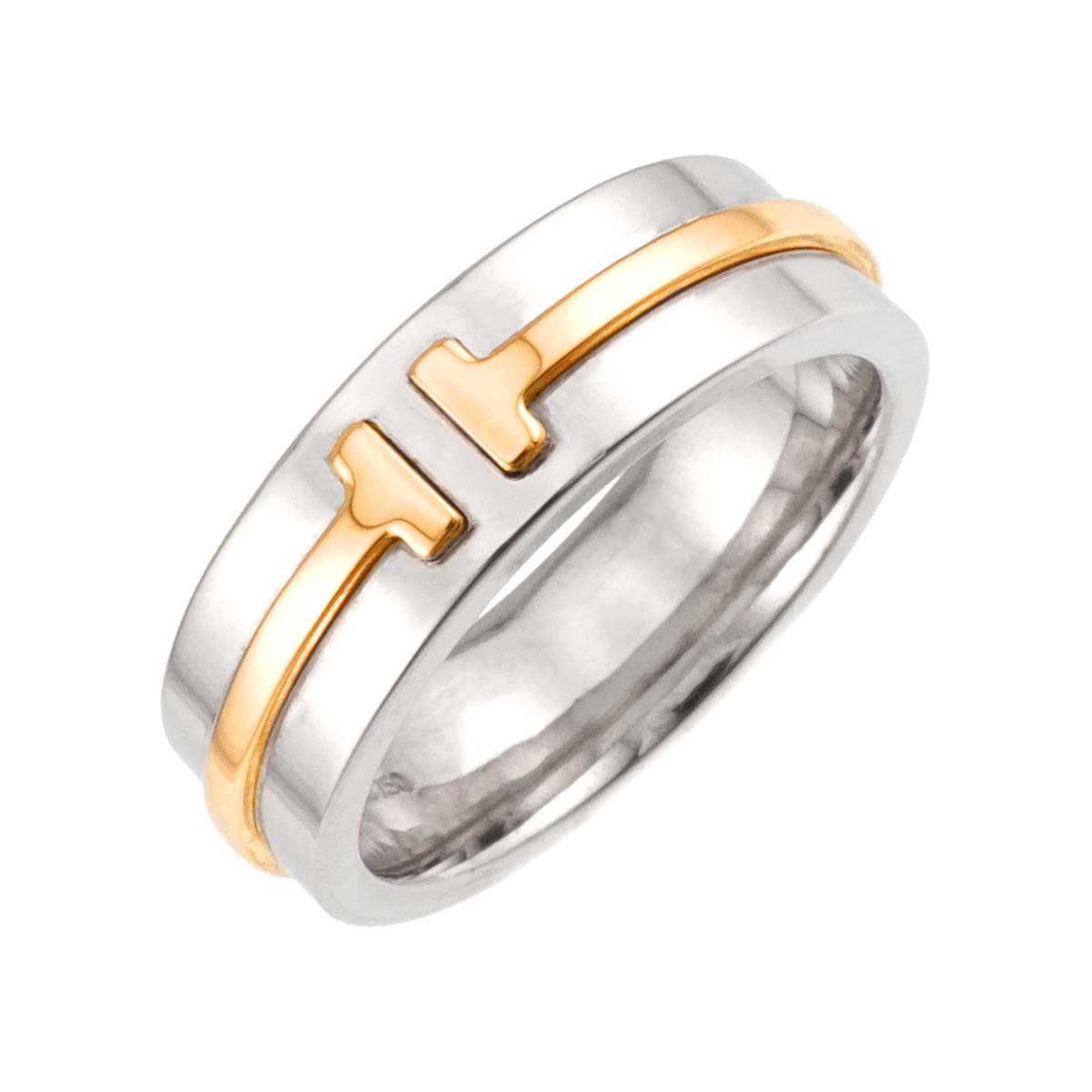 T True Narrow Ring 18K YG 750 SV 925 size5.5-5.75(US)