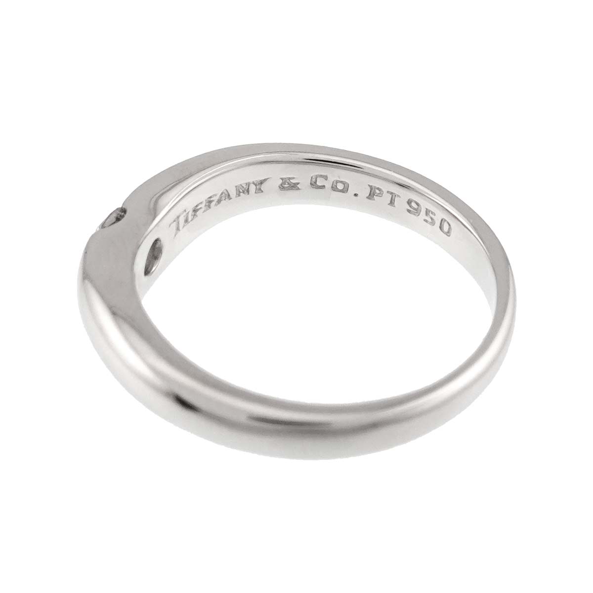 Wide Curved Band Diamond 1P Ring Pt Size5.25-5.5(US)