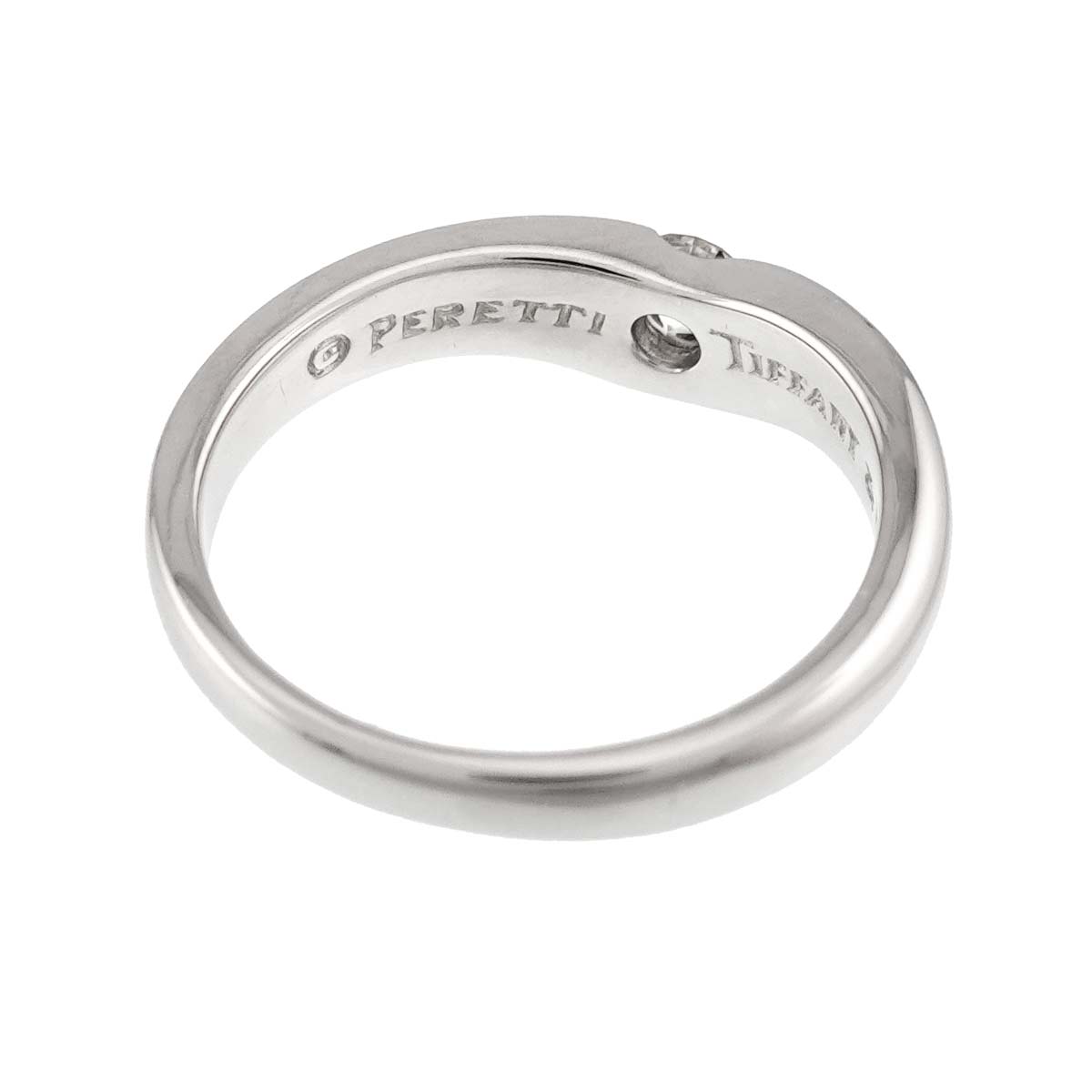 Wide Curved Band Diamond 1P Ring Pt Size5.25-5.5(US)