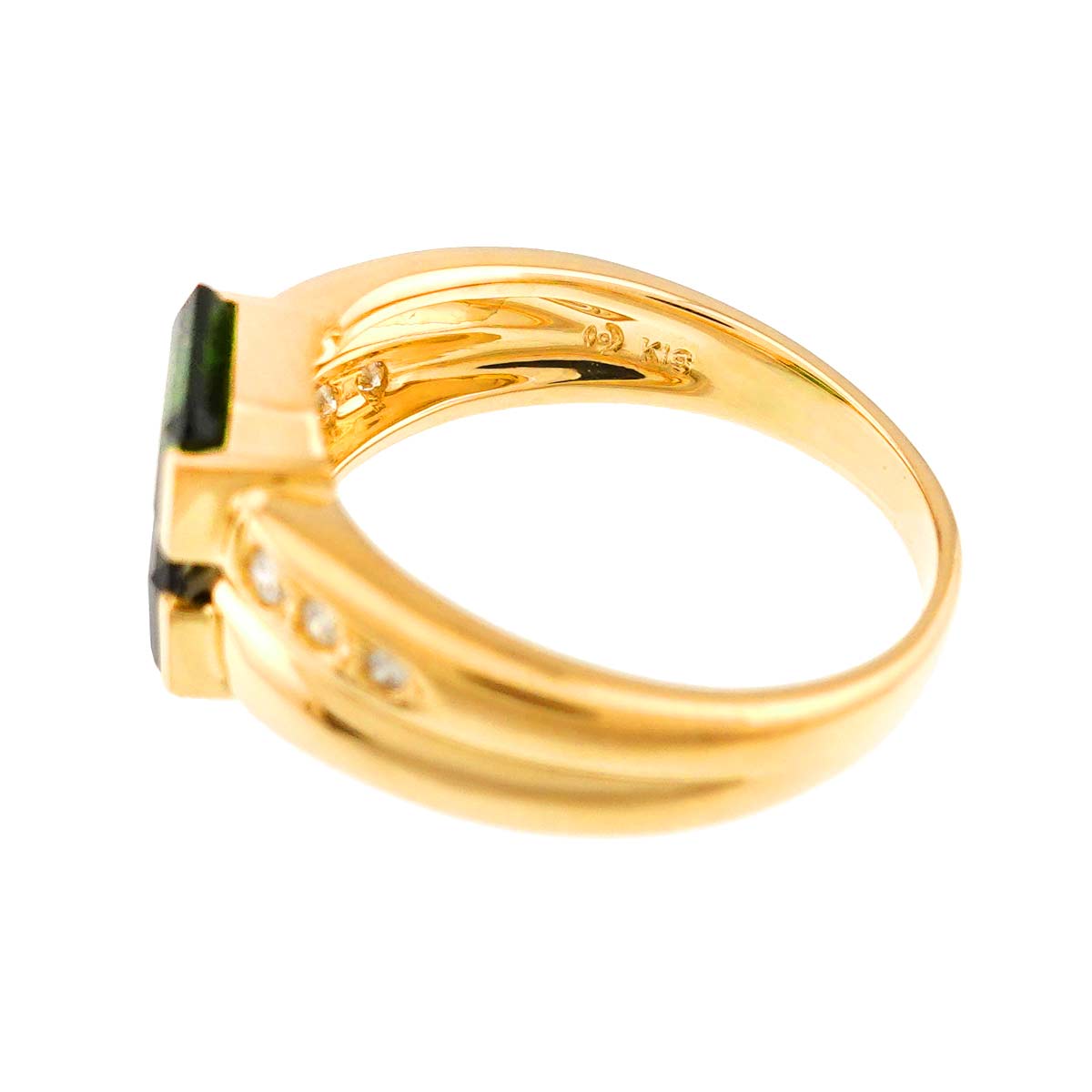 Tourmaline Diamond 0.09ct Ring 18K YG 750 size6.75(US)