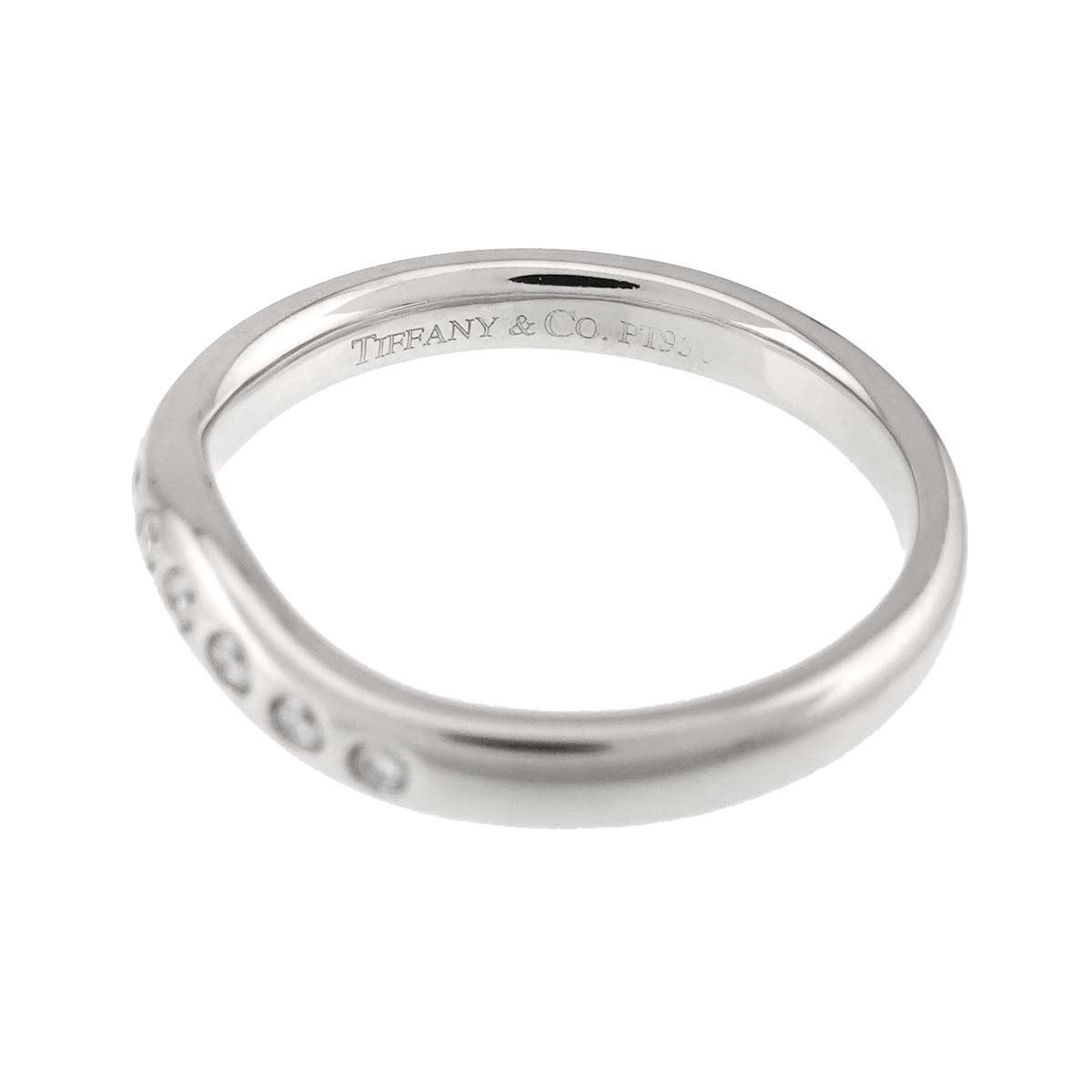 Wide Curved Band Diamond Ring Pt Platinum Size5.25-5.5(US)