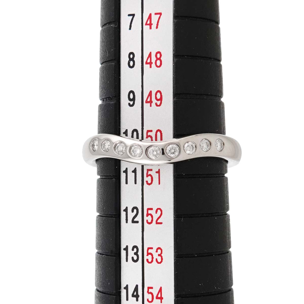 Wide Curved Band Diamond Ring Pt Platinum Size5.25-5.5(US)