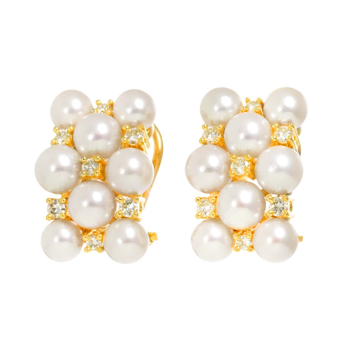 Baby Pearl Diamond 0.12/0.12ct Earrings Clip on 18K YG 750