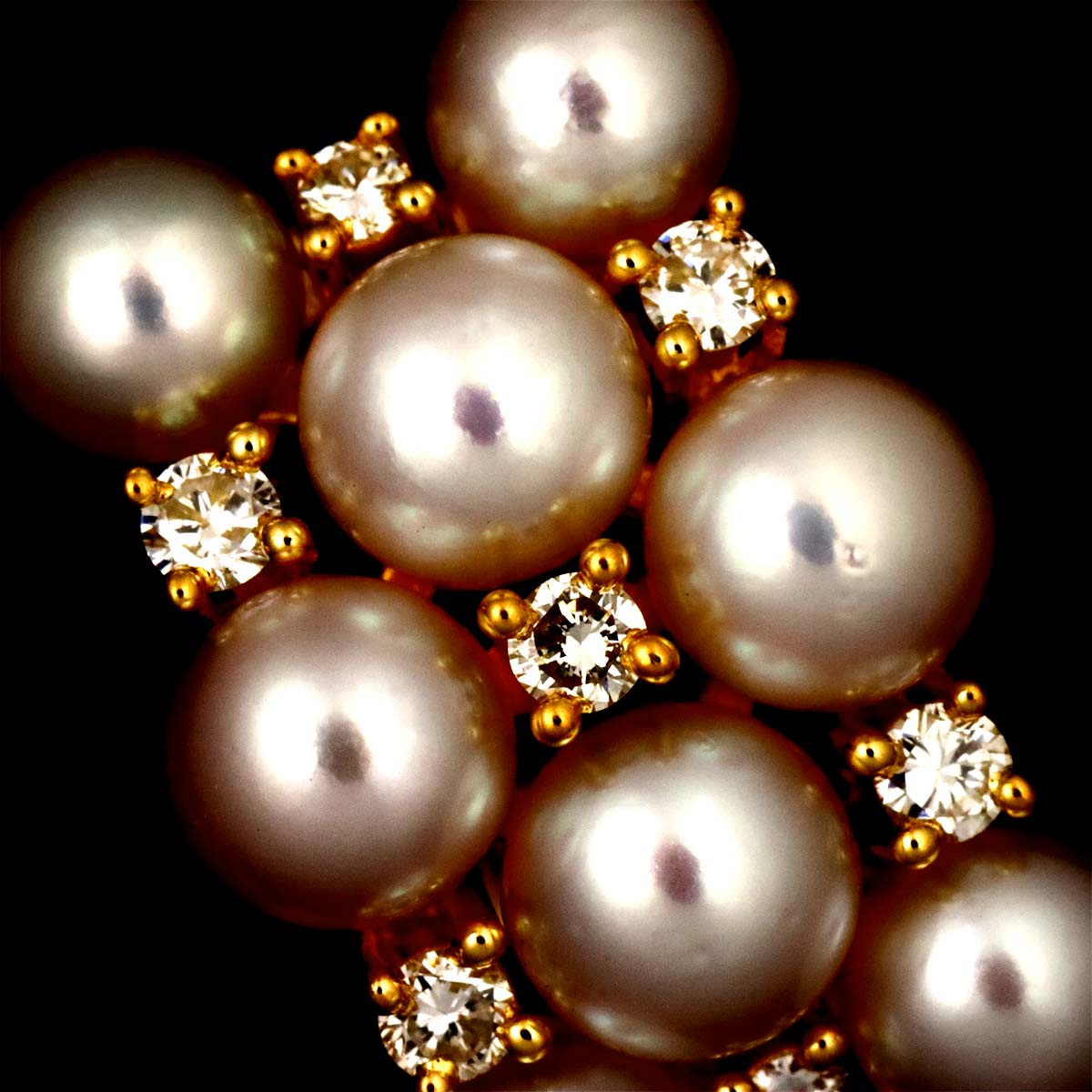 Baby Pearl Diamond 0.12/0.12ct Earrings Clip on 18K YG 750
