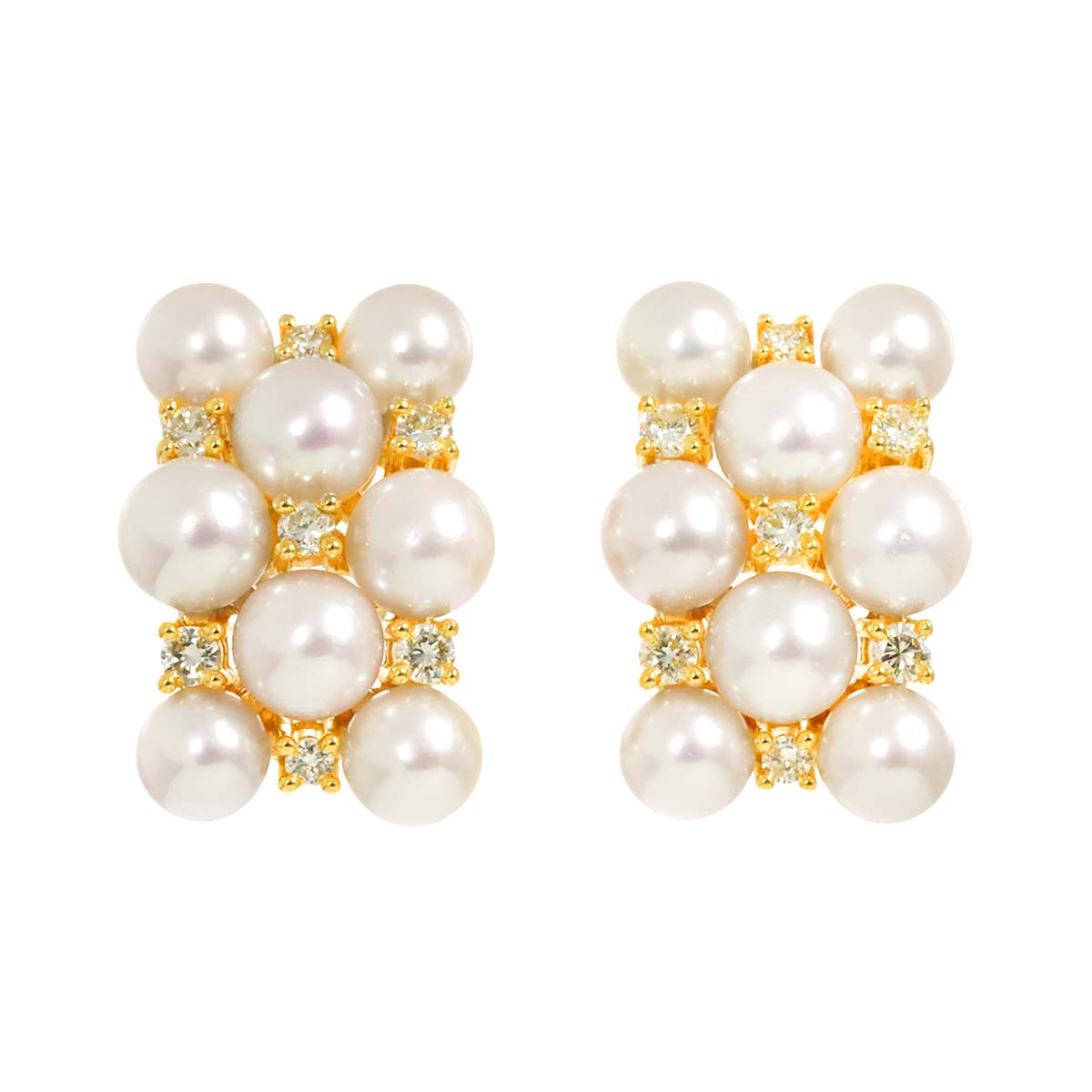 Baby Pearl Diamond 0.12/0.12ct Earrings Clip on 18K YG 750