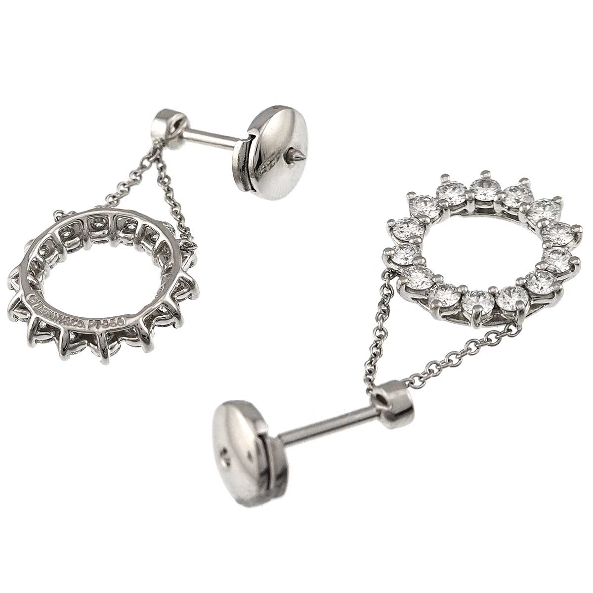 Open Circle Diamond Earrings Pierced Pt