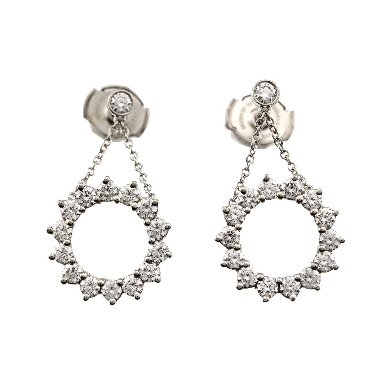Open Circle Diamond Earrings Pierced Pt