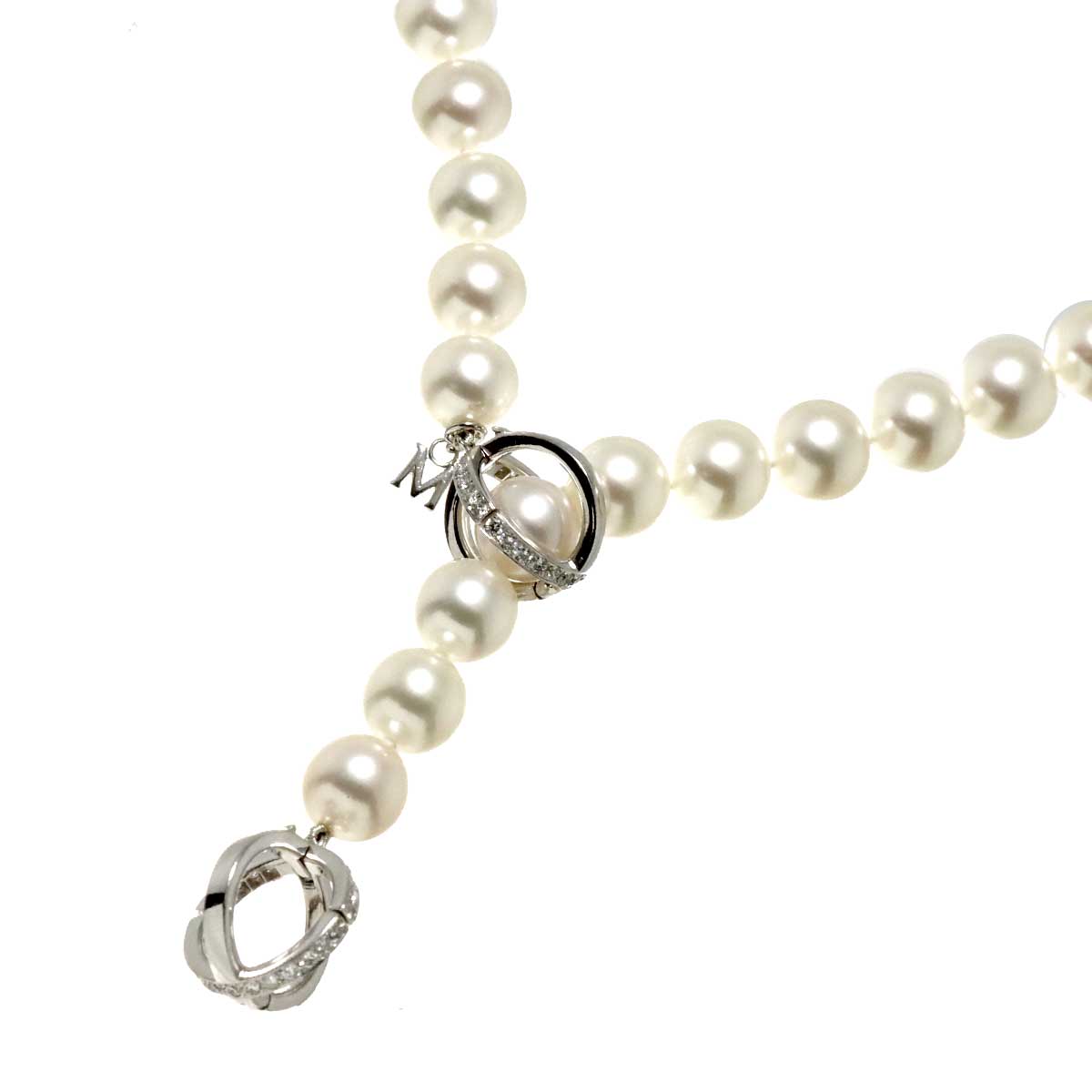 Akoya Pearl 4.5mm Diamond Necklace 18K WG 750