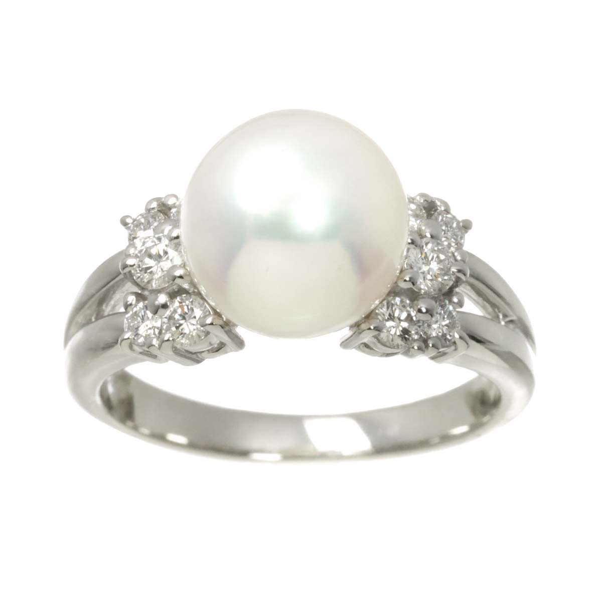 Akoya Pearl 9.2mm Diamond 0.34ct Ring Pt size5.75-6(US)
