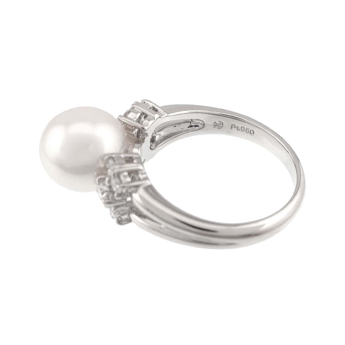 Akoya Pearl 9.2mm Diamond 0.34ct Ring Pt size5.75-6(US)