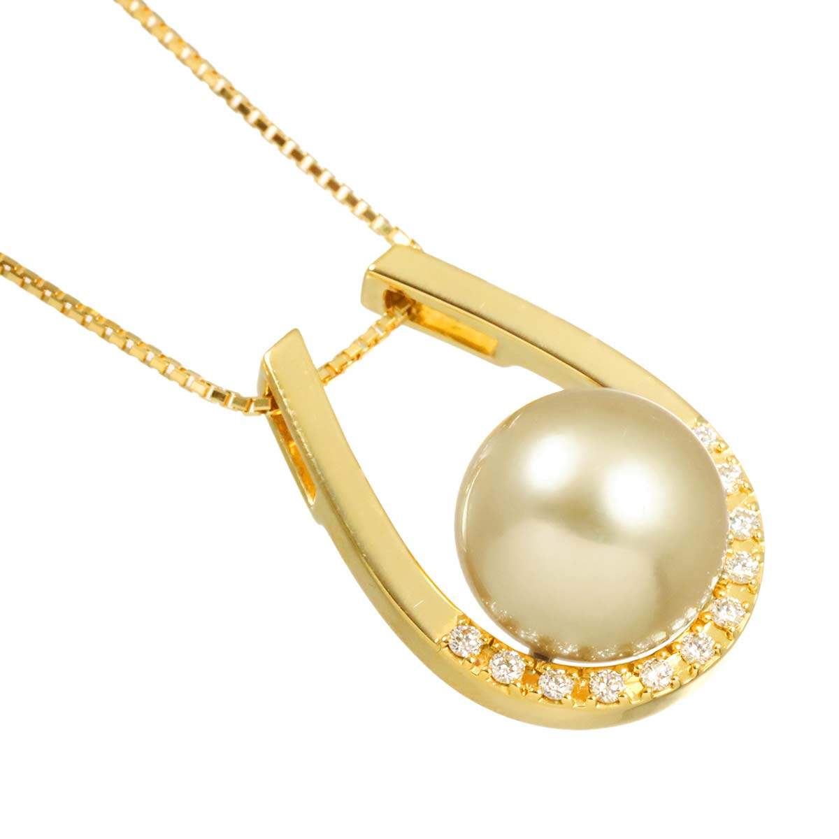 South Sea pearl 10.3mm Diamond 0.10ct Necklace 18K YG 750
