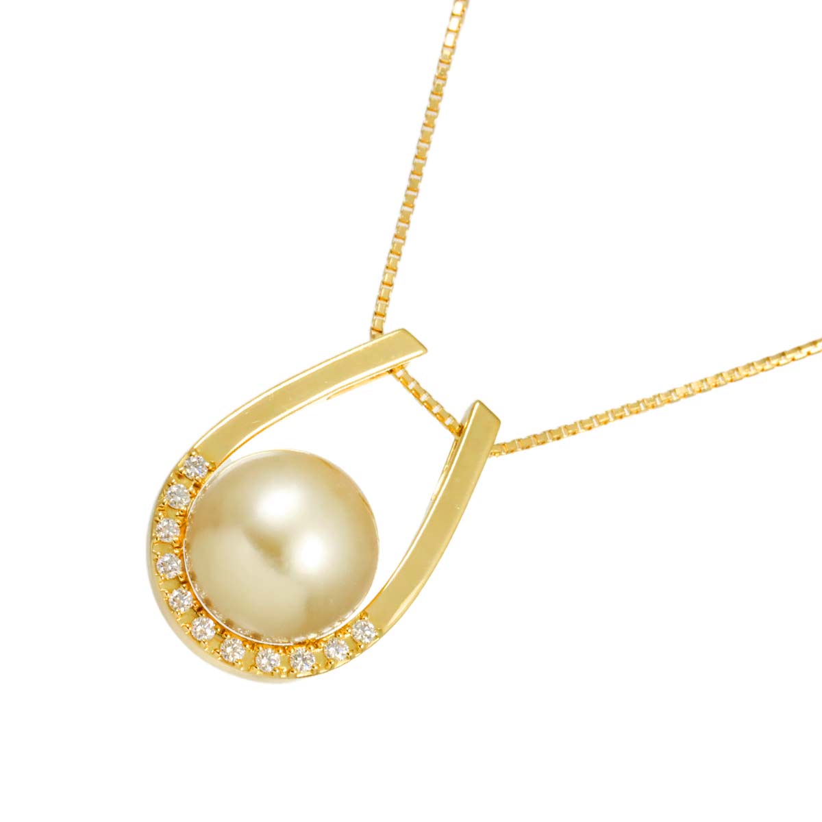South Sea pearl 10.3mm Diamond 0.10ct Necklace 18K YG 750