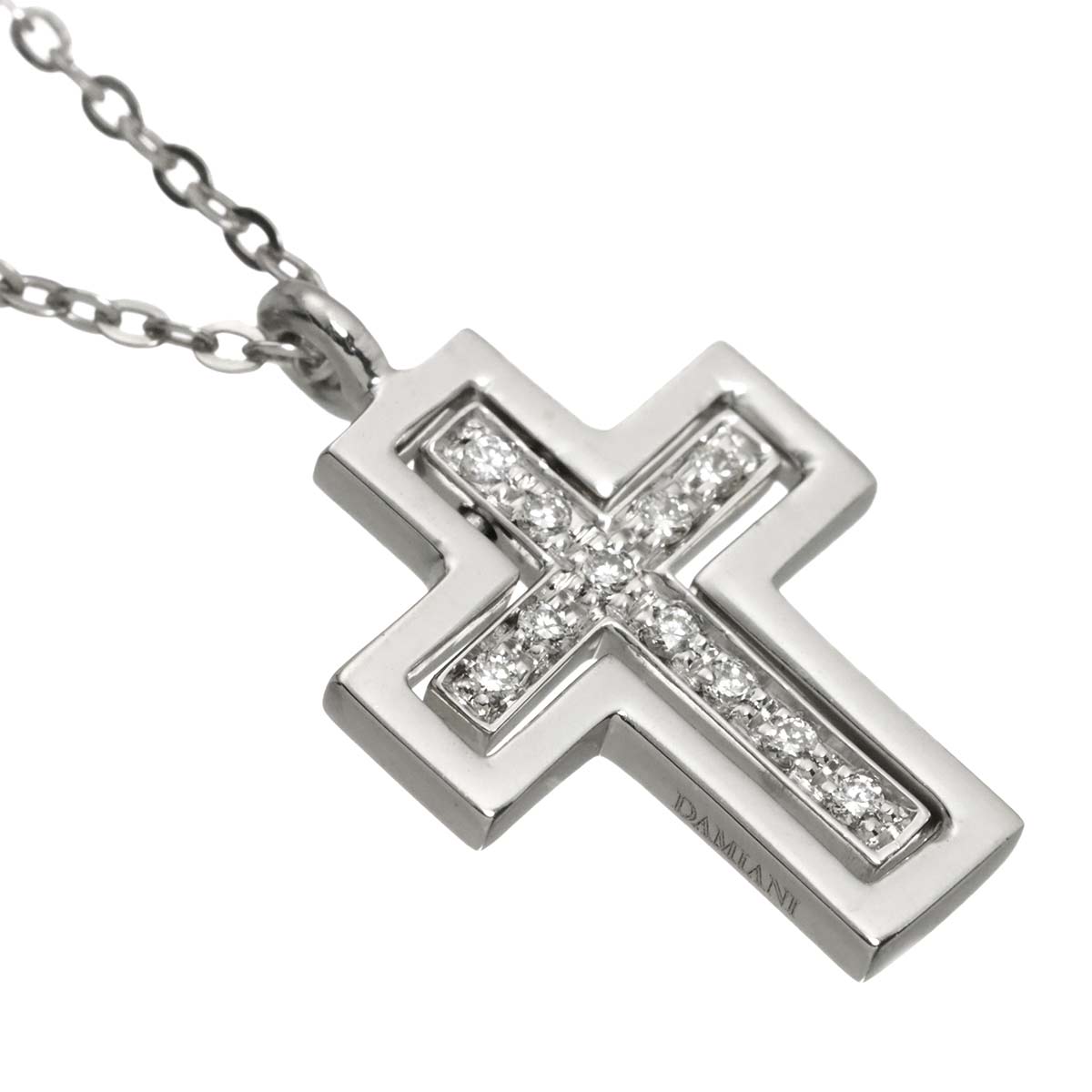 Belle Epoque Mini Diamond Cross Necklace 18K WG 750