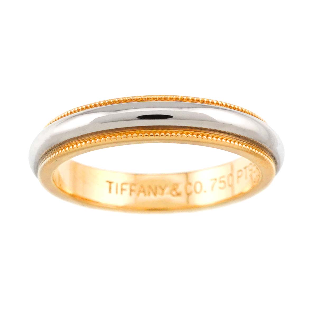 Milgrain Band Ring 18K YG 750 Platinum Size5.75-6(US)