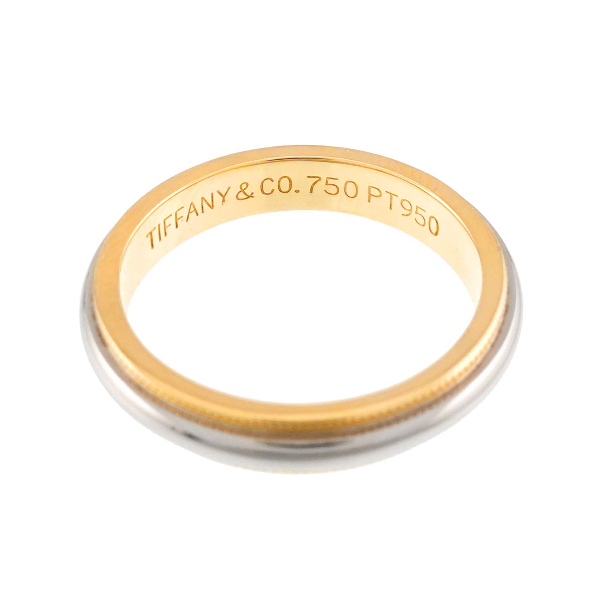 Milgrain Band Ring 18K YG 750 Platinum Size5.75-6(US)