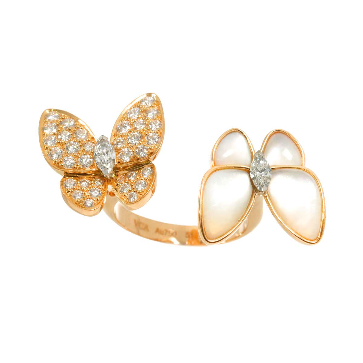 Papillon Diamond MOP Ring 18K PG size51 5.5-5.75(US)