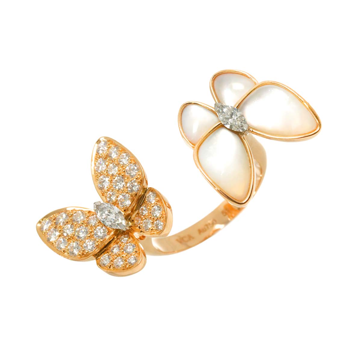 Papillon Diamond MOP Ring 18K PG size51 5.5-5.75(US)