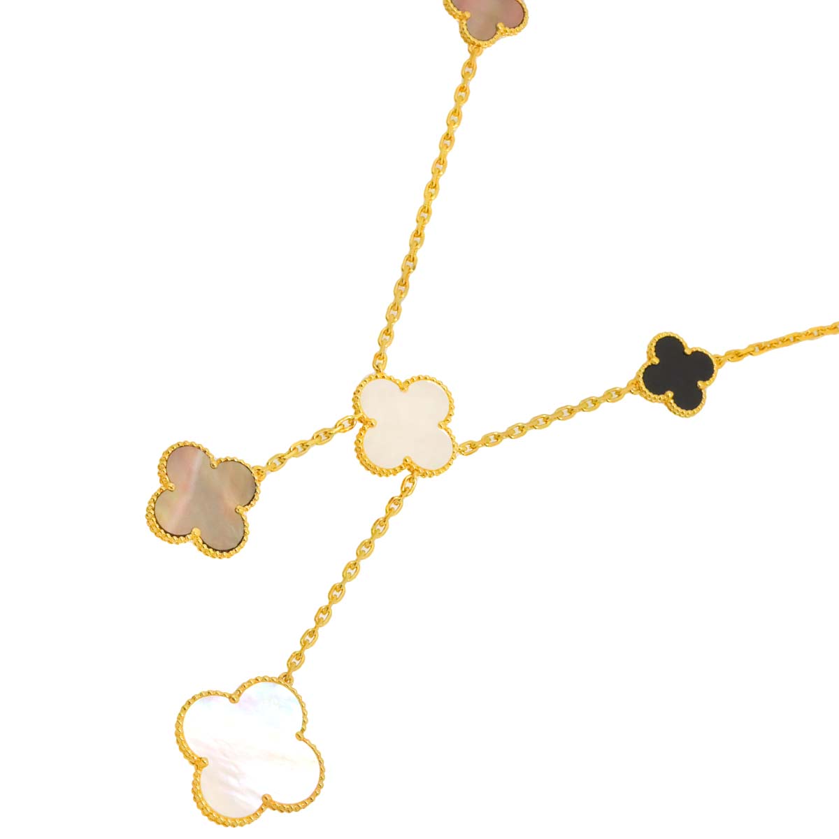 Magic Alhambra 6P MOP Onyx Necklace 18K YG 750