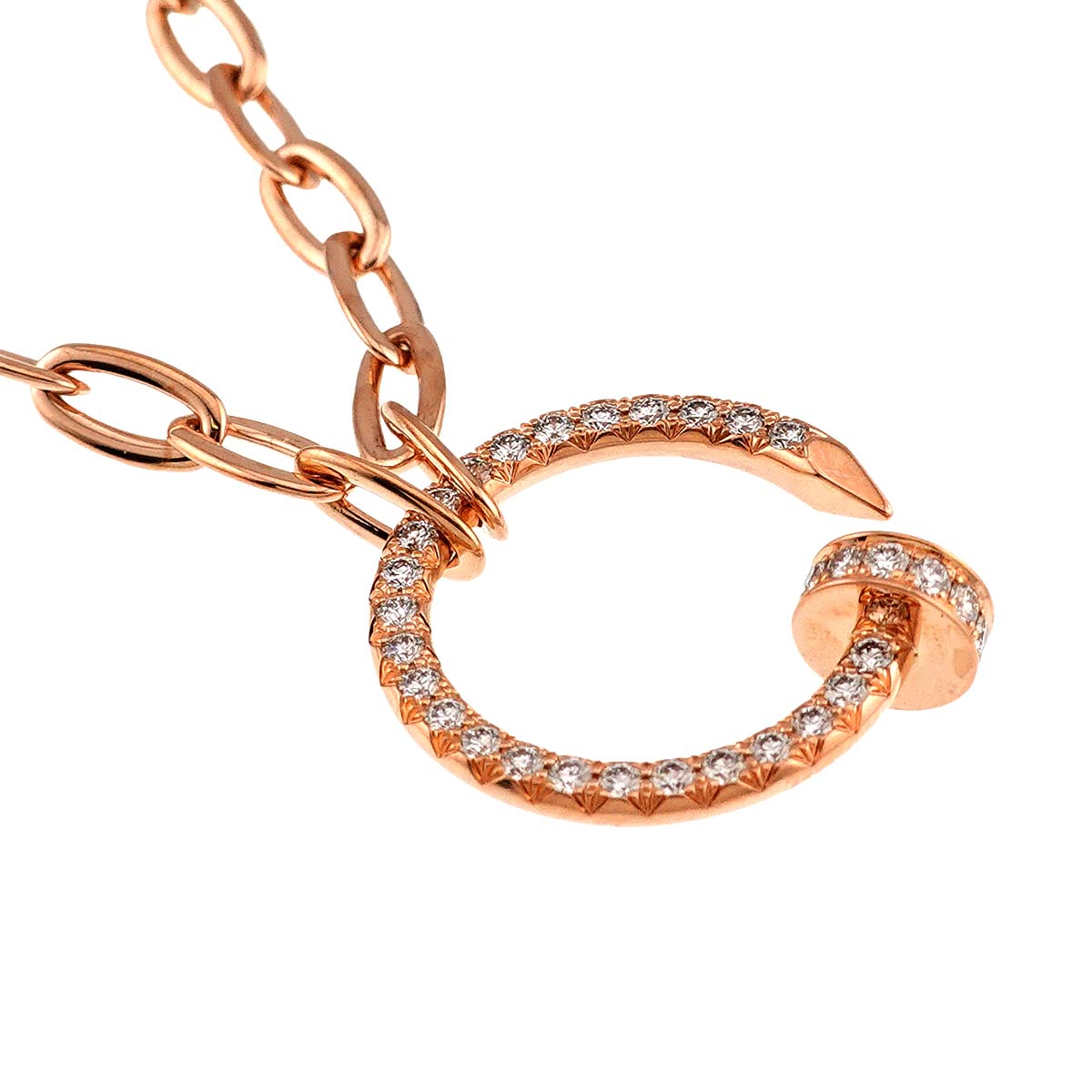 Juste Un Clou Pave Diamond Necklace 18K Pink Gold 750