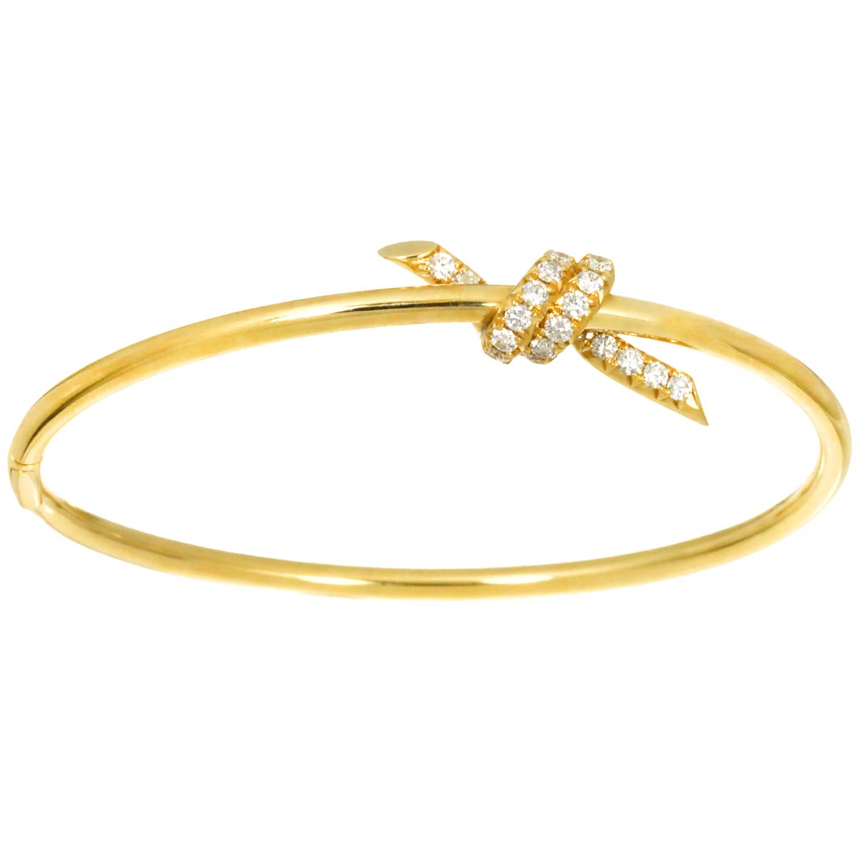 Diamond Knot Bangle Bracelet 18K Yellow Gold 750