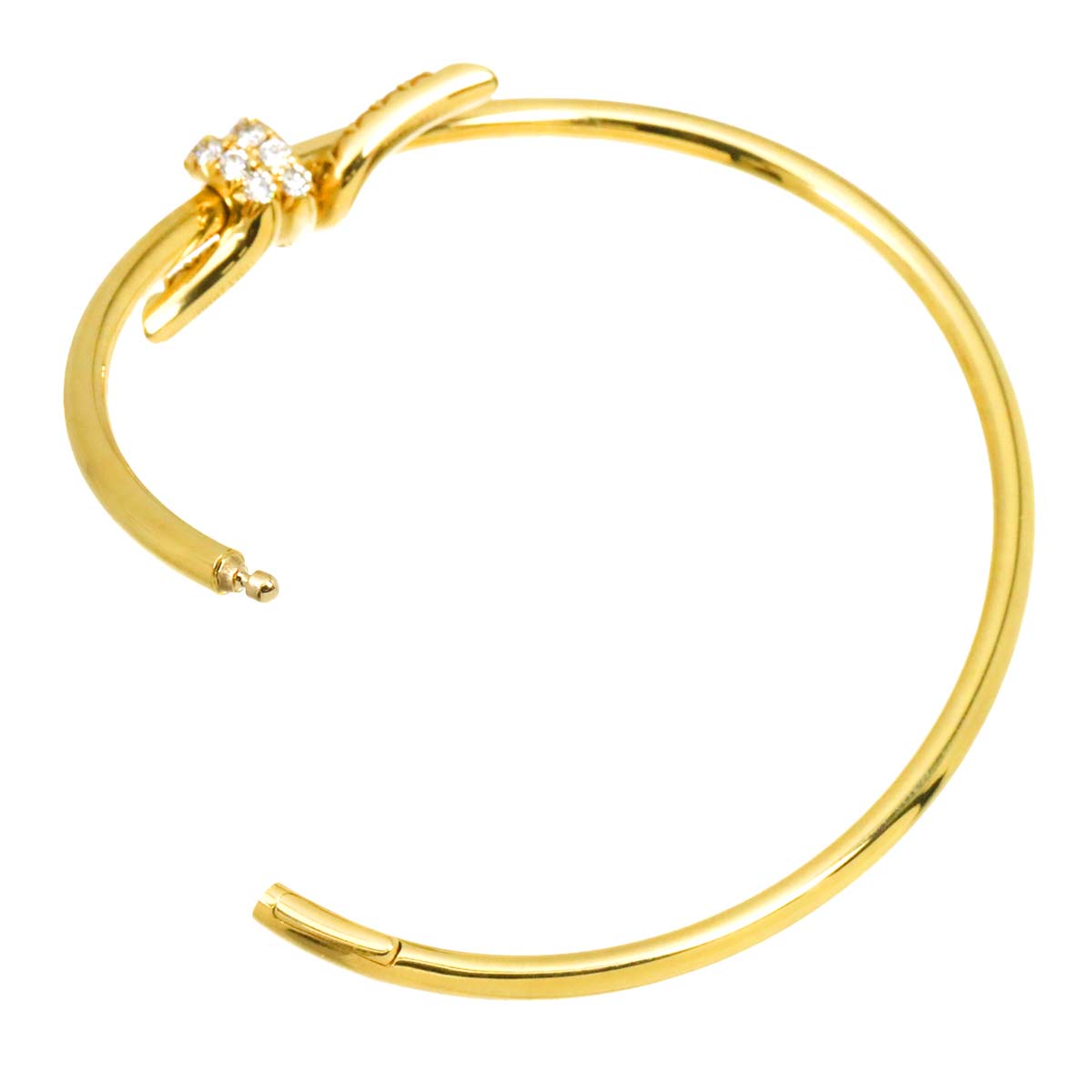 Diamond Knot Bangle Bracelet 18K Yellow Gold 750