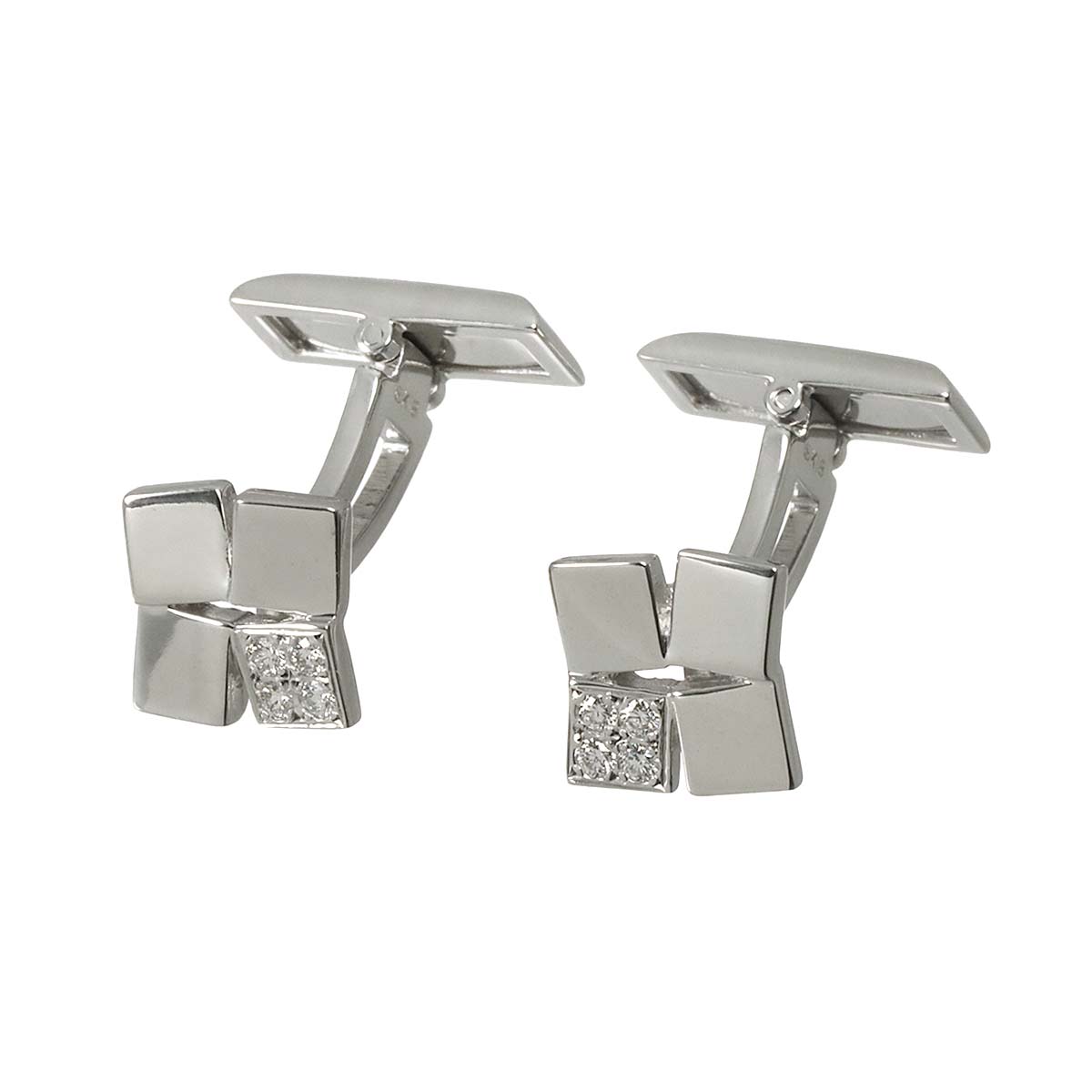 Diamond 0.14ct/0.14ct Cufflinks 18K White Gold 750