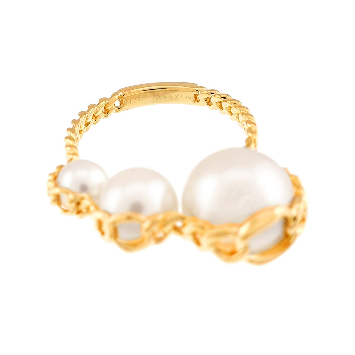 Freshwater pearl 10.0-5.2mm Ring 18K YG 750 size6(US)