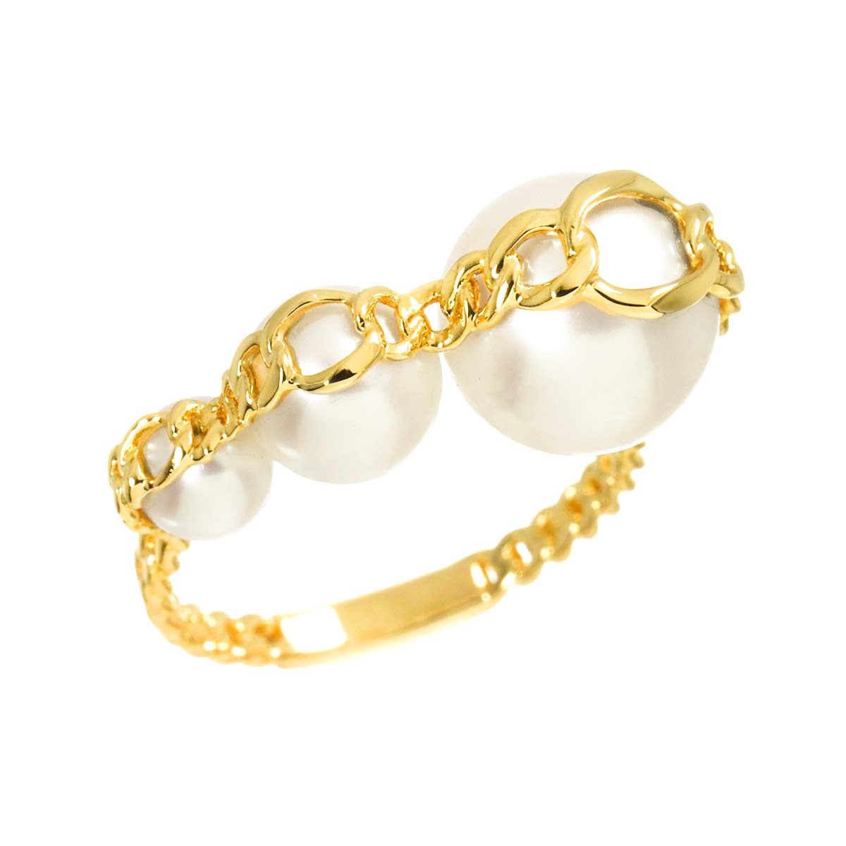 Freshwater pearl 10.0-5.2mm Ring 18K YG 750 size6(US)