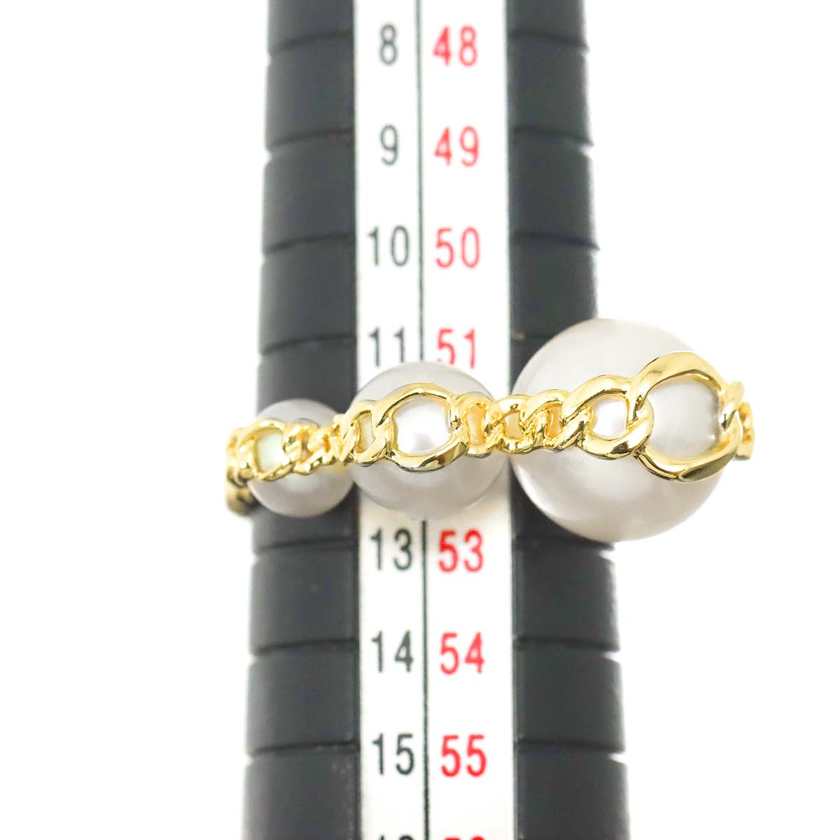 Freshwater pearl 10.0-5.2mm Ring 18K YG 750 size6(US)