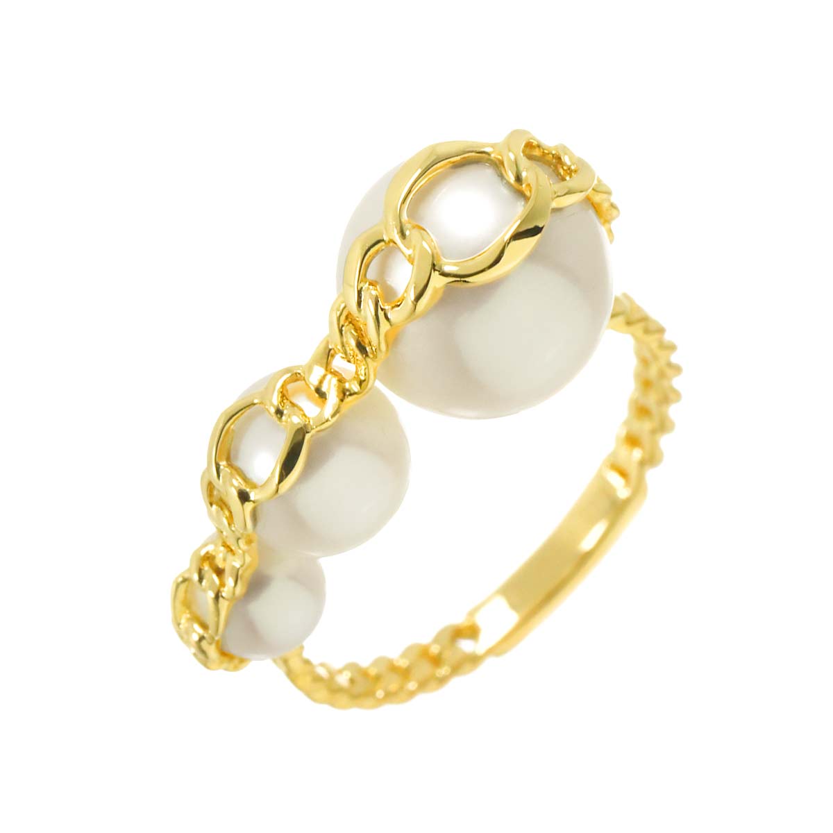 Freshwater pearl 10.0-5.2mm Ring 18K YG 750 size6(US)