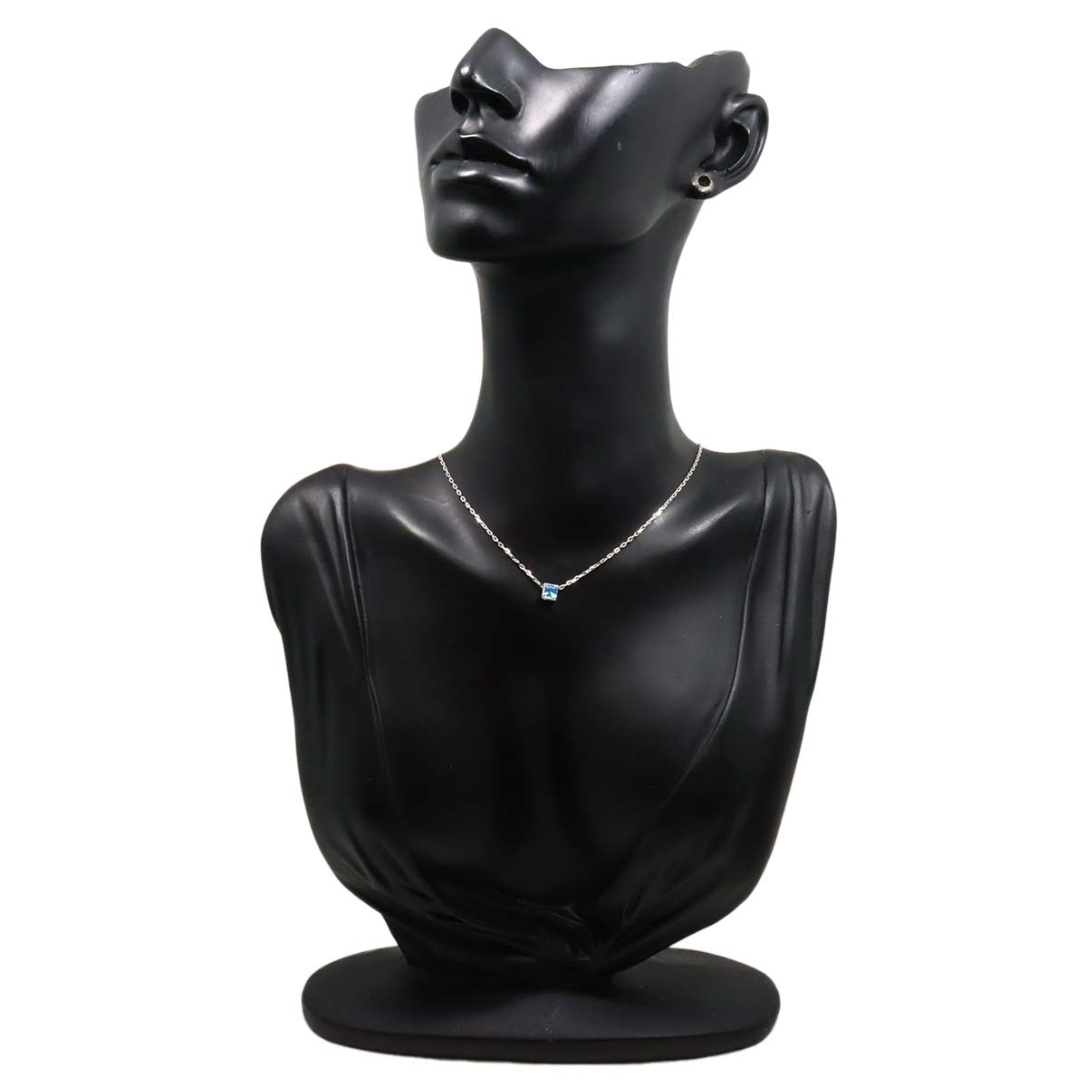 G Cube Blue Topaz Necklace 18K White Gold 750