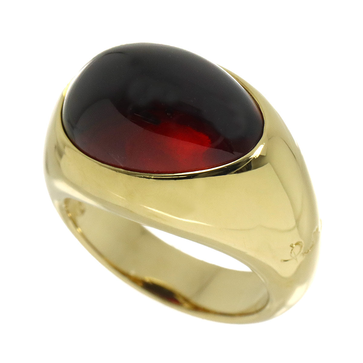 Garnet Ring 18K YG Yellow Gold 750 Size4.5(US)