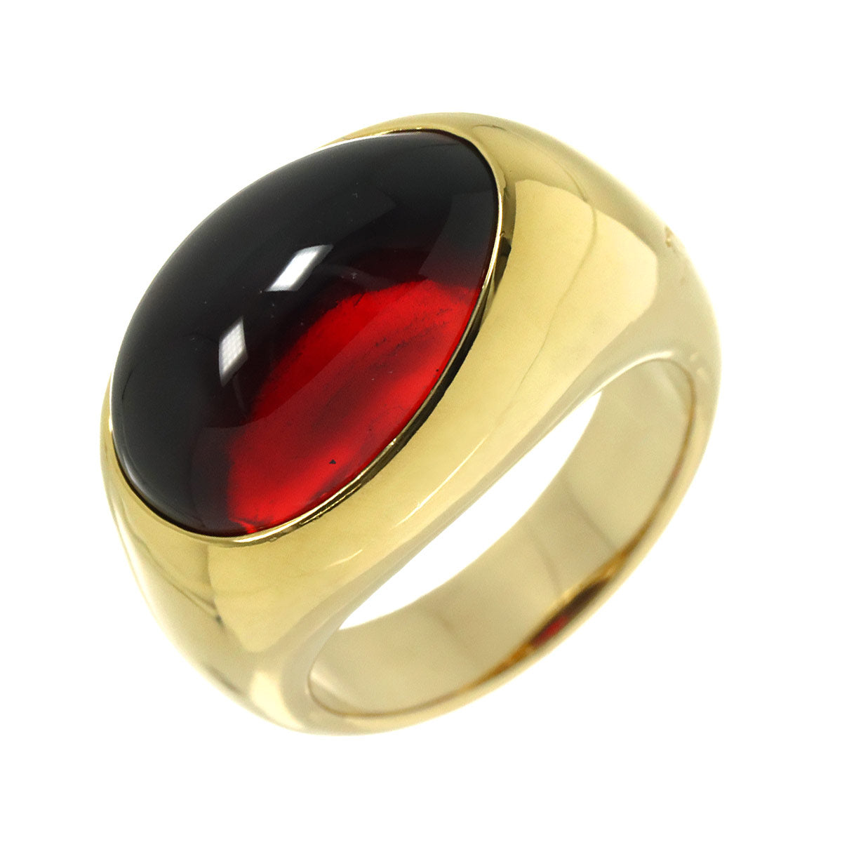 Garnet Ring 18K YG Yellow Gold 750 Size4.5(US)