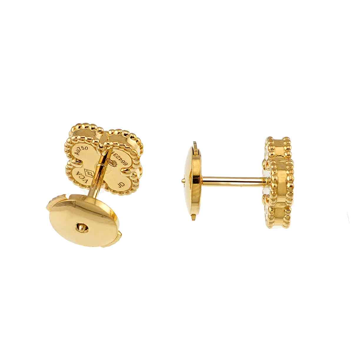 Sweet Alhambra Onyx Earrings Pierced 18K YG 750
