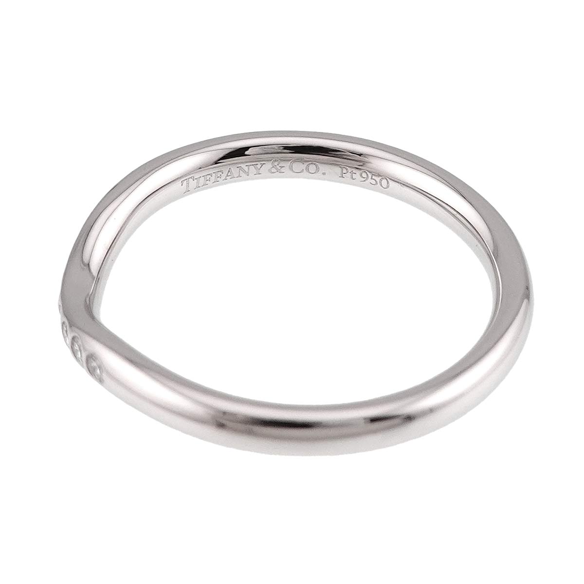 Curved Band Diamond Ring Pt Platinum Size5.25(US)