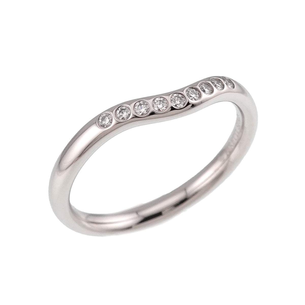 Curved Band Diamond Ring Pt Platinum Size5.25(US)