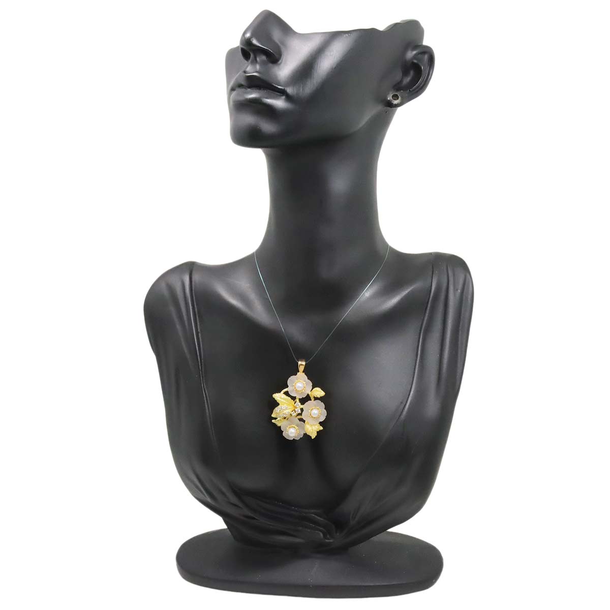 Akoya Pearl Diamond 0.31ct Quartz Brooch Pendant Top 18K YG 750